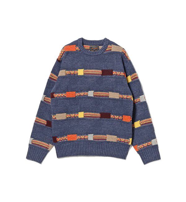 BEAMS PLUS「Crew Jacquard Fair Isle Stripe 5G」|ニット・セーター|