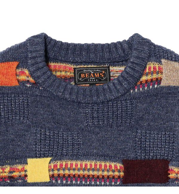 BEAMS PLUS「Crew Jacquard Fair Isle Stripe 5G」|ニット・セーター|