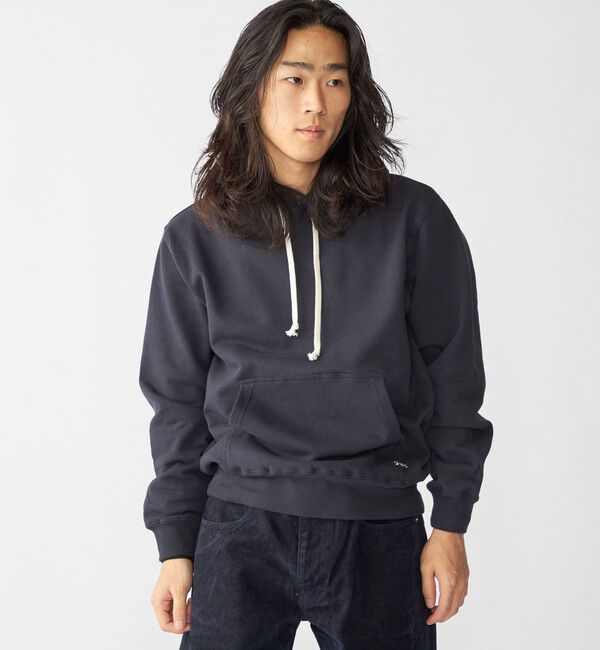 SHIPS「【WEB限定】SHIPS: マイクロ SHIPS 刺繍 ロゴ 裏毛 スウェット プルオーバーパーカー」|パーカー|ネイビー