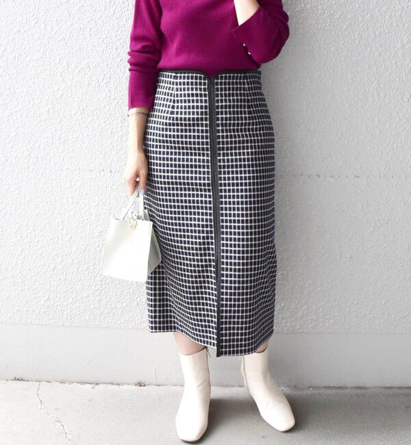 SHIPS any「SHIPS any:〈ウォッシャブル〉チェック スティック ミディ スカート」|タイト|