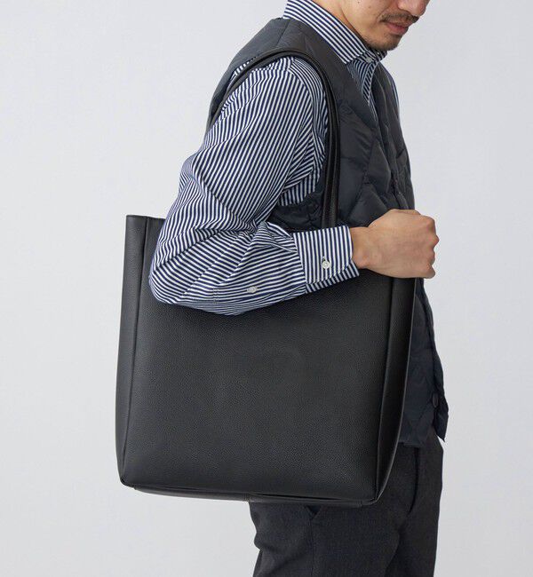 SHIPS「SHIPS: スマート レザー ヴァーティカル トートバッグ」|トートバッグ|ブラック