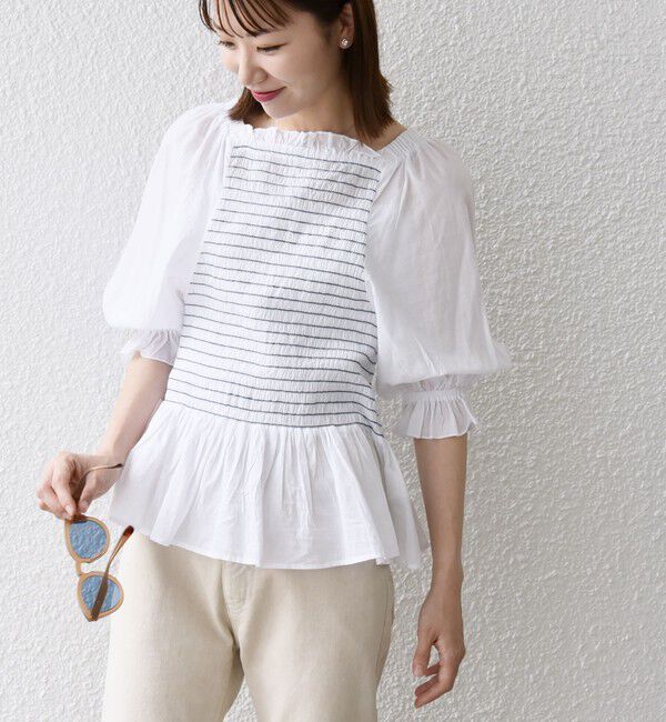 SHIPS any「SHIPS any: カラー シャーリング ボリューム スリーブ ブラウス」|シャツ・ブラウス|