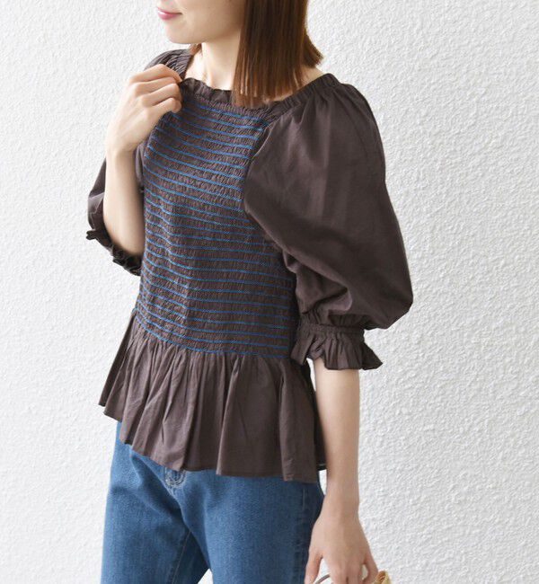 SHIPS any「SHIPS any: カラー シャーリング ボリューム スリーブ ブラウス」|シャツ・ブラウス|