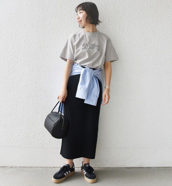 SHIPS for women「《一部追加予約》【WEB限定】 SHIPS ラウンド プリント ロゴ TEE」|Tシャツ・カットソー|