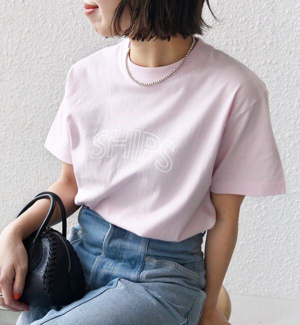 SHIPS for women「《一部追加予約》【WEB限定】 SHIPS ラウンド プリント ロゴ TEE」|Tシャツ・カットソー|