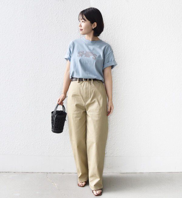 SHIPS for women「《一部追加予約》【WEB限定】 SHIPS ラウンド プリント ロゴ TEE」|Tシャツ・カットソー|