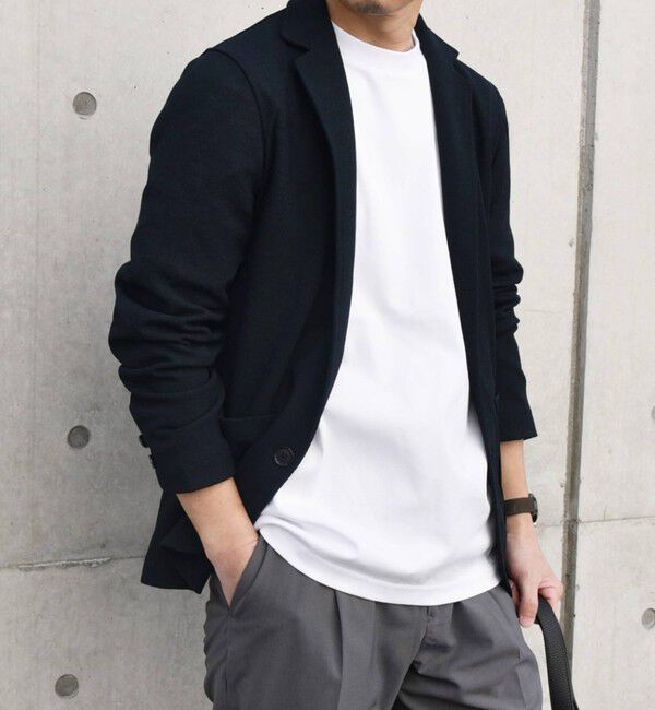 SHIPS any「SHIPS any:〈洗濯機可能〉サマー ニット ジャケット 26SS◆」|テーラードジャケット|ネイビー