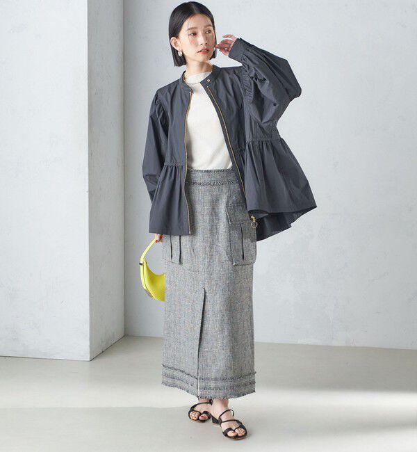 SHIPS for women「〈手洗い可能〉割繊 ナイロン スタンドカラー ギャザー ブルゾン◇」|ブルゾン・スタジャン|