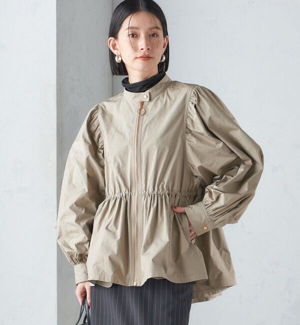 SHIPS for women「〈手洗い可能〉割繊 ナイロン スタンドカラー ギャザー ブルゾン◇」|ブルゾン・スタジャン|