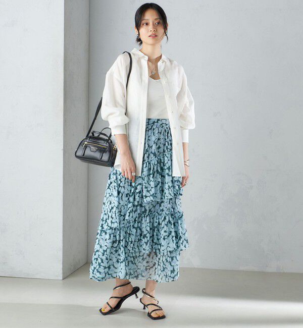 SHIPS for women「〈手洗い可能〉フラワー プリント ティアード スカート 24SS ◇」|スカート|