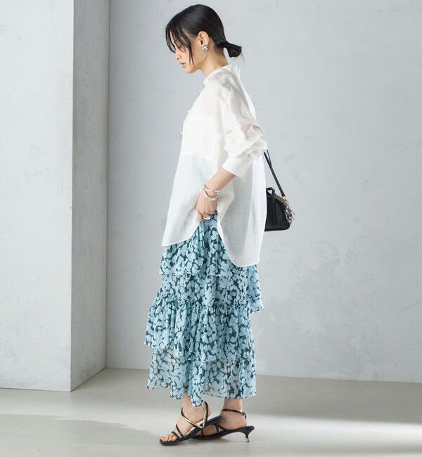 SHIPS for women「〈手洗い可能〉フラワー プリント ティアード スカート 24SS ◇」|スカート|