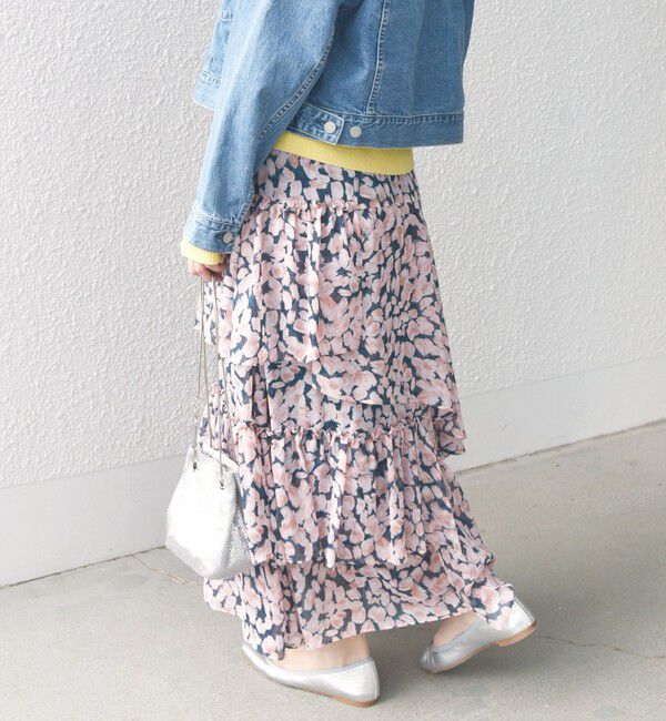 SHIPS for women「〈手洗い可能〉フラワー プリント ティアード スカート 24SS ◇」|スカート|