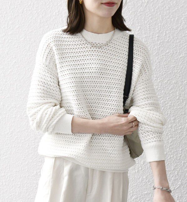 SHIPS any「SHIPS any: メッシュ ルーズ クルーネック ニット プルオーバー」|ニット・セーター|