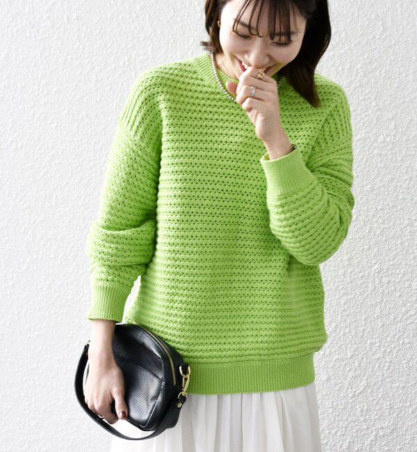 SHIPS any「SHIPS any: メッシュ ルーズ クルーネック ニット プルオーバー」|ニット・セーター|