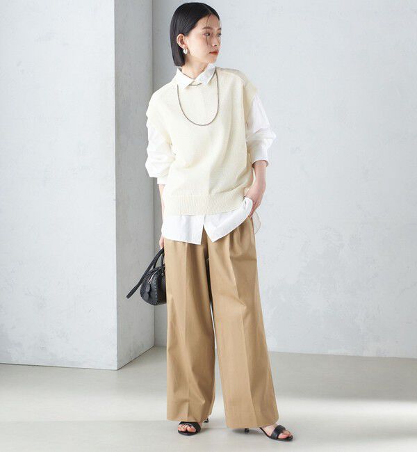 SHIPS for women「〈手洗い可能〉ラメ混 ペーパー 編地 コンビ プルオーバー ◇」|ニット・セーター|