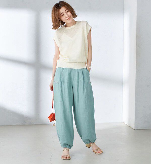 SHIPS for women「〈手洗い可能〉ラメ混 ペーパー 編地 コンビ プルオーバー ◇」|ニット・セーター|