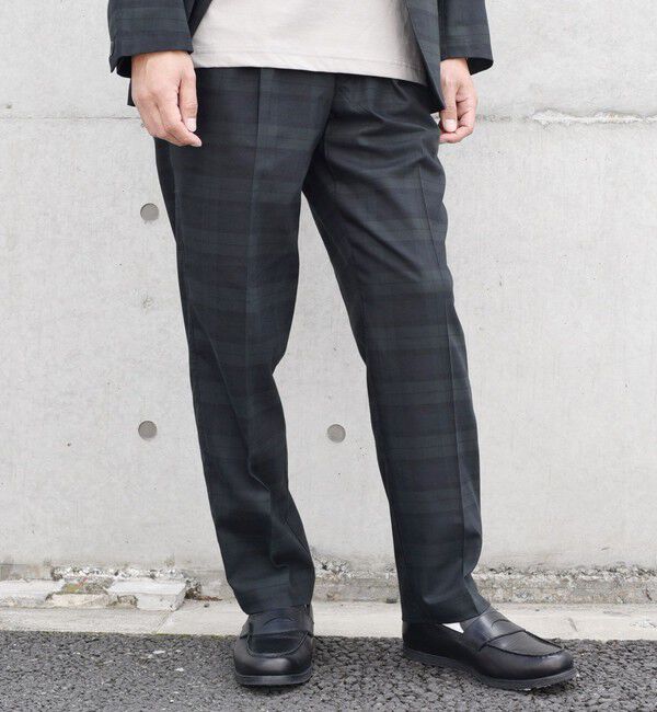 SHIPS any「SHIPS any: 〈接触冷感等〉ハイブリッドリネン 2タック パンツ (セットアップ対応)」|チノ|ダークブルー