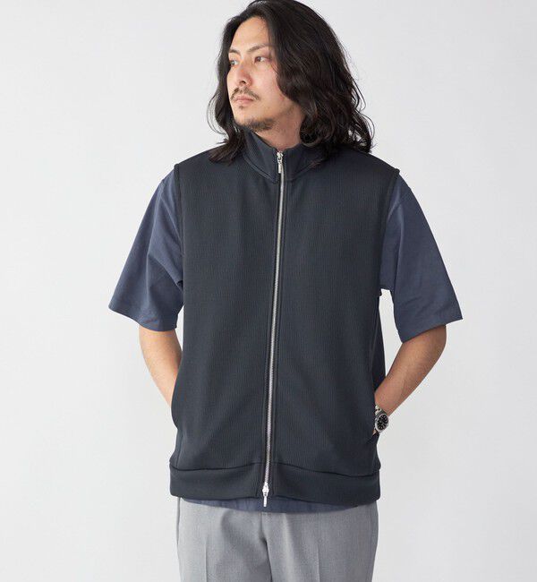 SHIPS「SHIPS: クォーターゲージ ハイジップ ベスト」|ダウンベスト・ベスト|チャコールグレー