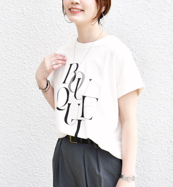 SHIPS for women「【WEB限定】〈手洗い可能〉バリエーション ロゴ 刺繍 プリントTEE」|Tシャツ・カットソー|
