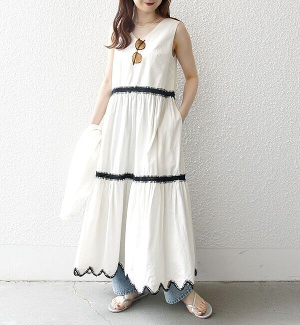 SHIPS any「bon_meur:〈洗濯機可能〉ブランケット エンブロイダリー ティアード ワンピース」|ワンピース|