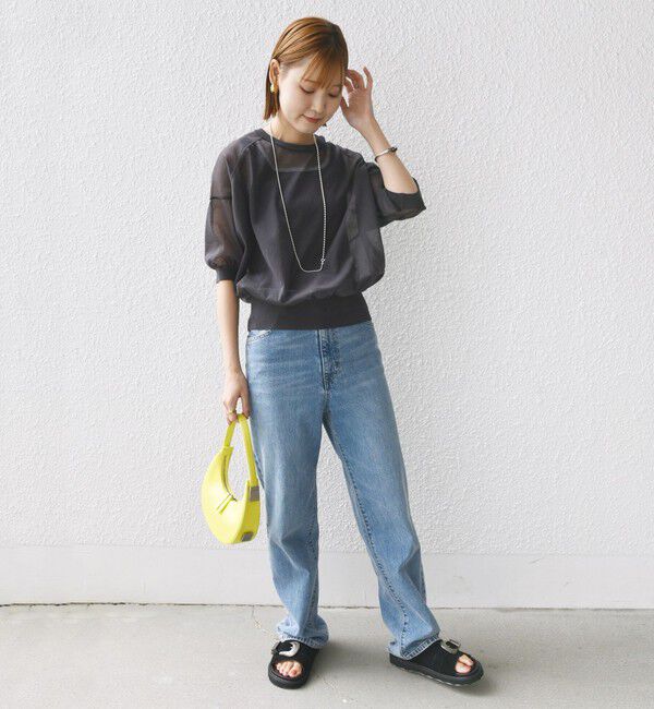 SHIPS for women「〈手洗い可能〉シアー ラメ 半袖 サマー ニット」|ニット・セーター|