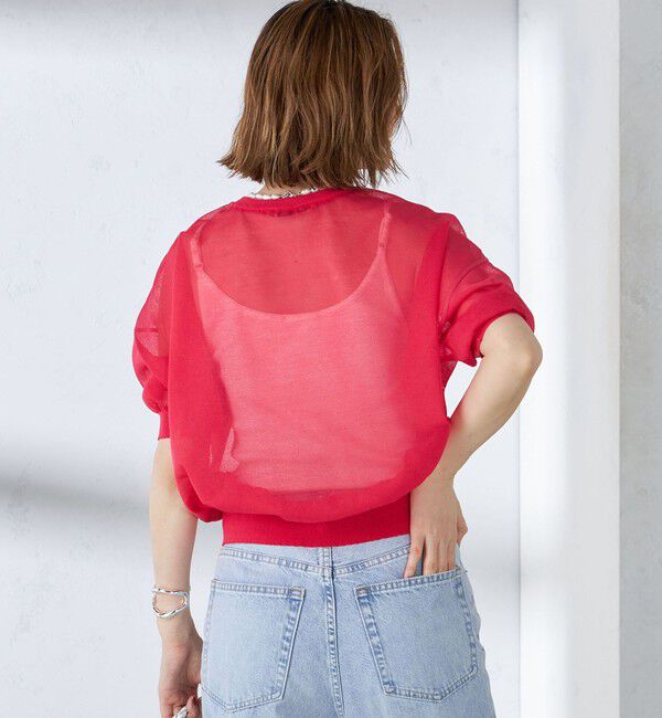 SHIPS for women「〈手洗い可能〉シアー ラメ 半袖 サマー ニット」|ニット・セーター|