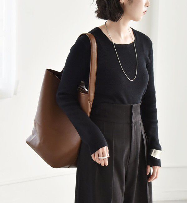 quaranciel「quaranciel:〈手洗い可能〉コットン スクエアネック リブ ニット」|ニット・セーター|