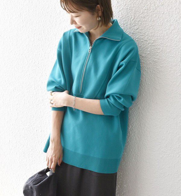 SHIPS any「《一部追加予約》【WEB限定】SHIPS any:〈手洗い可能〉ハーフ ジップ ハイネック プルオーバー」|ニット・セーター|ブルー