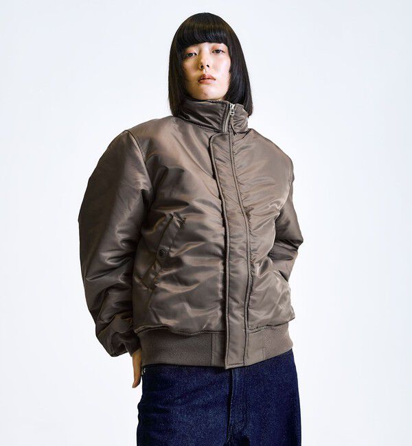 SHIPS「City Ambient Products: スタンドカラー MA-1 ジップアップ ブルゾン」|ブルゾン・スタジャン|