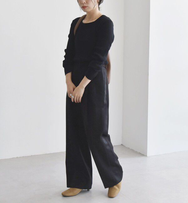 quaranciel「quaranciel:〈洗濯機可能〉サイドライン ストライプ ワイド パンツ」|スラックス|