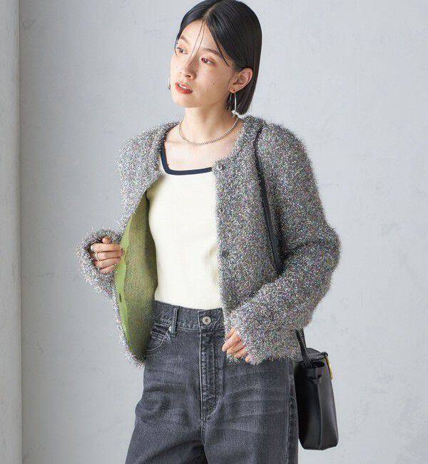 SHIPS for women「〈手洗い可能〉ラメ ニット 配色 カーディガン」|カーディガン|