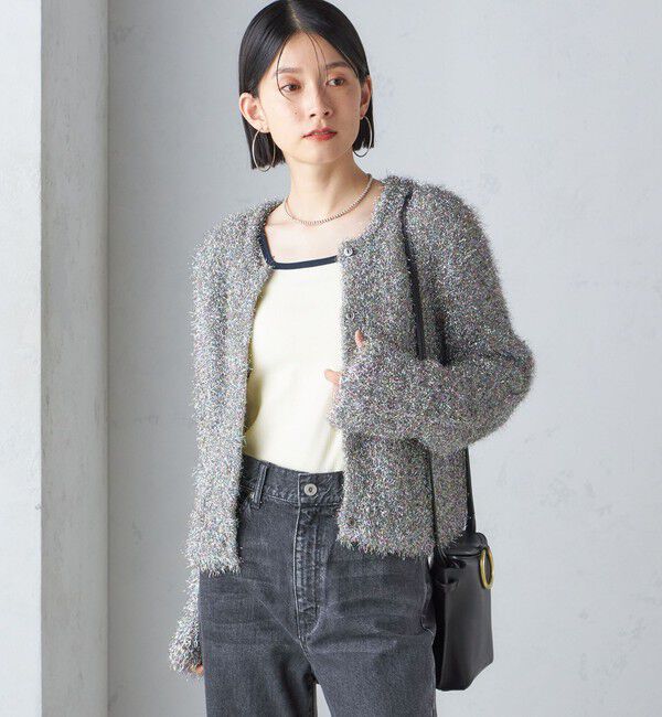 SHIPS for women「〈手洗い可能〉ラメ ニット 配色 カーディガン」|カーディガン|