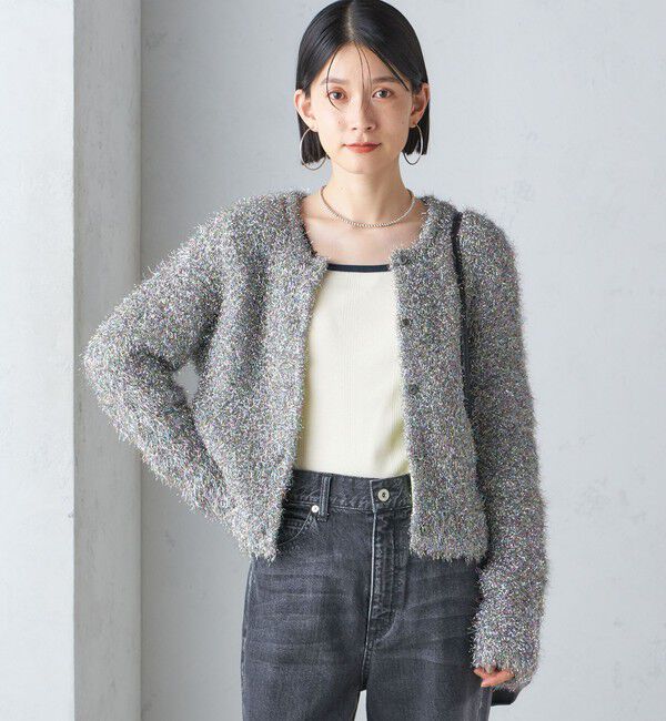SHIPS for women「〈手洗い可能〉ラメ ニット 配色 カーディガン」|カーディガン|