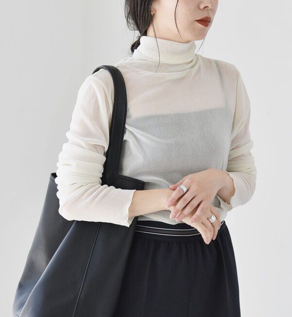 quaranciel「quaranciel:〈洗濯機可能〉フロッキー シアー タートル ネック 2」|Tシャツ・カットソー|オフホワイト