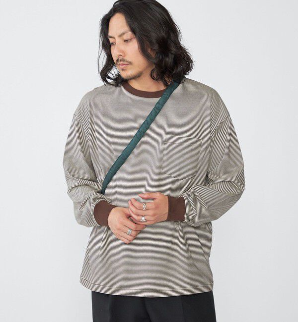 SHIPS「SHIPS: マイクロ ボーダー Tシャツ (ロンT)」|Tシャツ・カットソー|