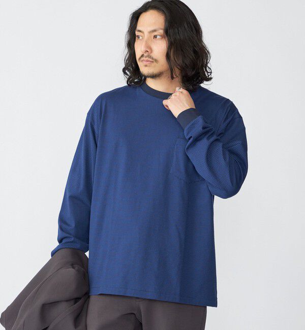 SHIPS「SHIPS: マイクロ ボーダー Tシャツ (ロンT)」|Tシャツ・カットソー|