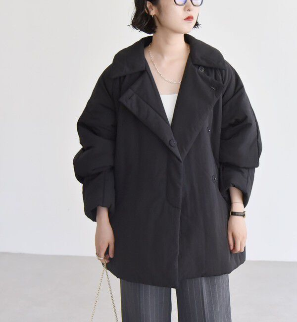 quaranciel「quaranciel: 中綿 テーラード ミドル ジャケット コート」|ダウン|