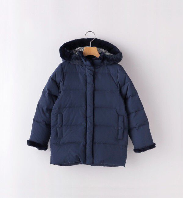 SHIPS KIDS「SHIPS KIDS:90cm /〈手洗い可能〉リバティ リサイクル ロング ダウン」|ダウン|ネイビー