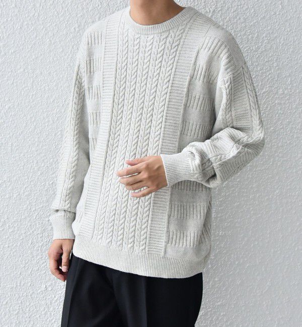 SHIPS any「SHIPS any:〈手洗い可能〉アラン / ガーター 編み リラックス クルーネック ニット◇」|ニット・セーター|