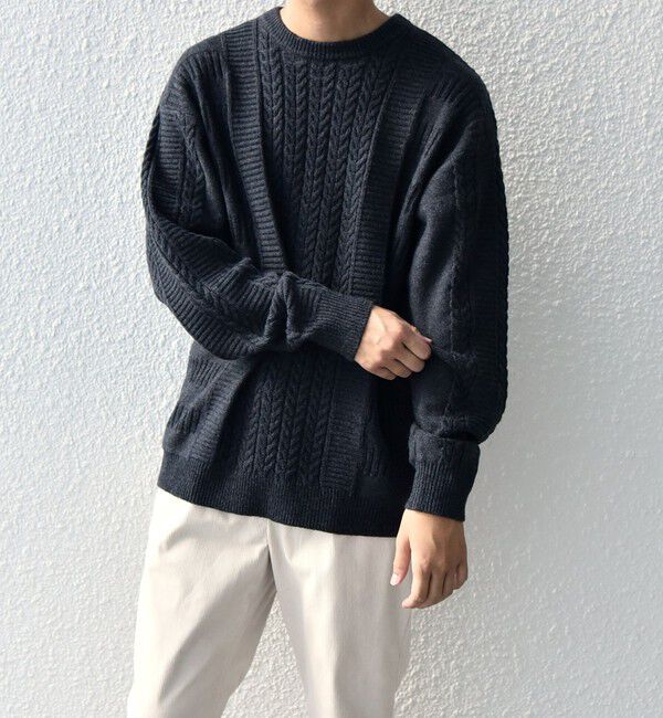 SHIPS any「SHIPS any:〈手洗い可能〉アラン / ガーター 編み リラックス クルーネック ニット◇」|ニット・セーター|