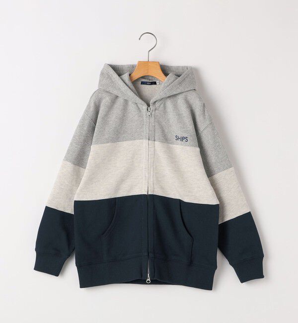 SHIPS KIDS「SHIPS KIDS:140～160cm / ロゴ フード ジップ パーカ」|パーカー|ヘザーグレー