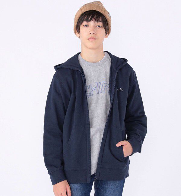 SHIPS KIDS「SHIPS KIDS:140～160cm / ロゴ フード ジップ パーカ」|パーカー|