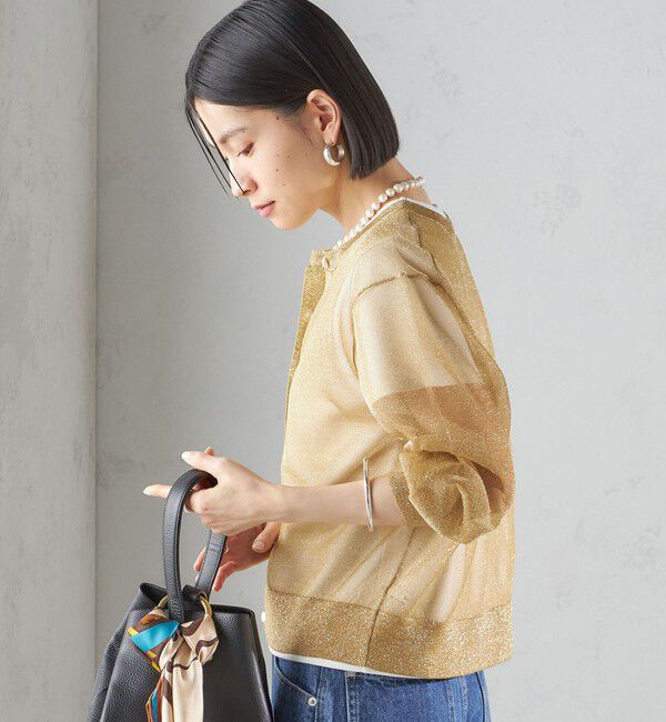SHIPS for women「〈手洗い可能〉イタリーヤーン ラメ ショート カーディガン」|カーディガン|