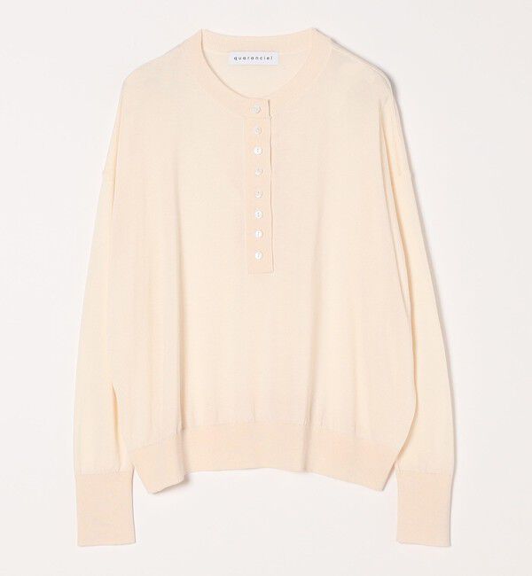 quaranciel「quaranciel:〈手洗い可能〉シルク ミックス ヘンリーネック ニット プルオーバー」|ニット・セーター|