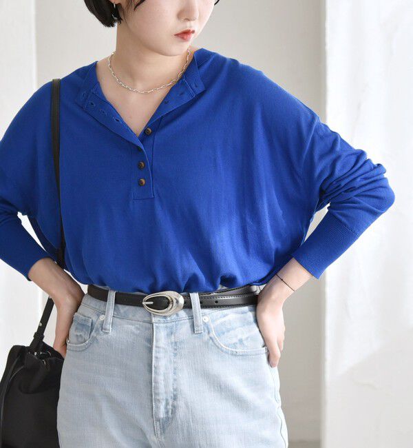 quaranciel「quaranciel:〈手洗い可能〉シルク ミックス ヘンリーネック ニット プルオーバー」|ニット・セーター|