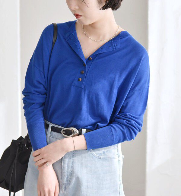 quaranciel「quaranciel:〈手洗い可能〉シルク ミックス ヘンリーネック ニット プルオーバー」|ニット・セーター|