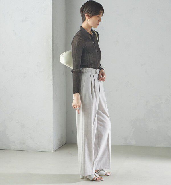 SHIPS for women「〈手洗い可能〉Asami 麻調合繊 2タック ワイドパンツ」|その他|