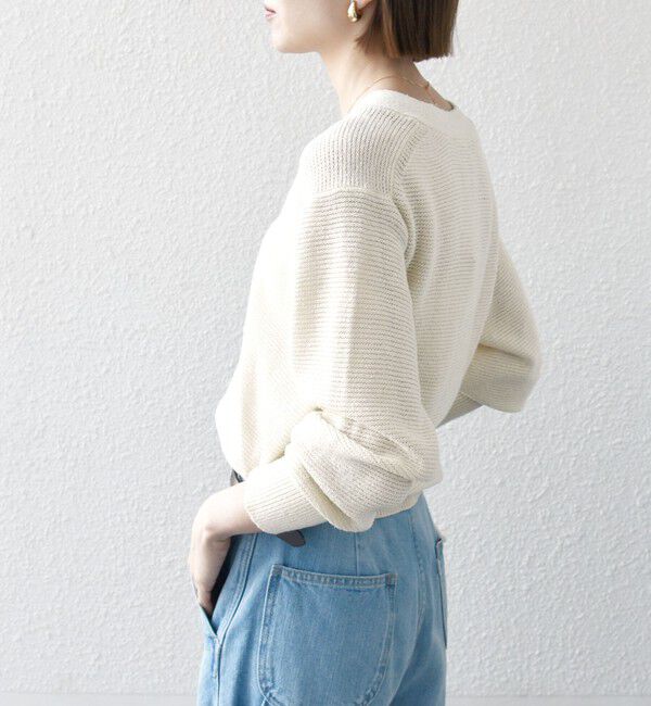 SHIPS any「SHIPS any: シルク コットン レースアップ ニット プルオーバー」|ニット・セーター|