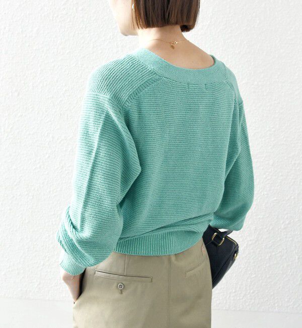 SHIPS any「SHIPS any: シルク コットン レースアップ ニット プルオーバー」|ニット・セーター|