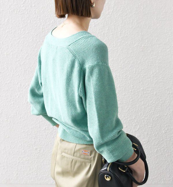 SHIPS any「SHIPS any: シルク コットン レースアップ ニット プルオーバー」|ニット・セーター|